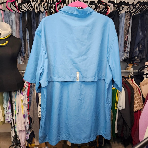 HABIT Mens Blue Short Sleeve Fishing Shirt Size L Solar Factor - Picture 2 of 6